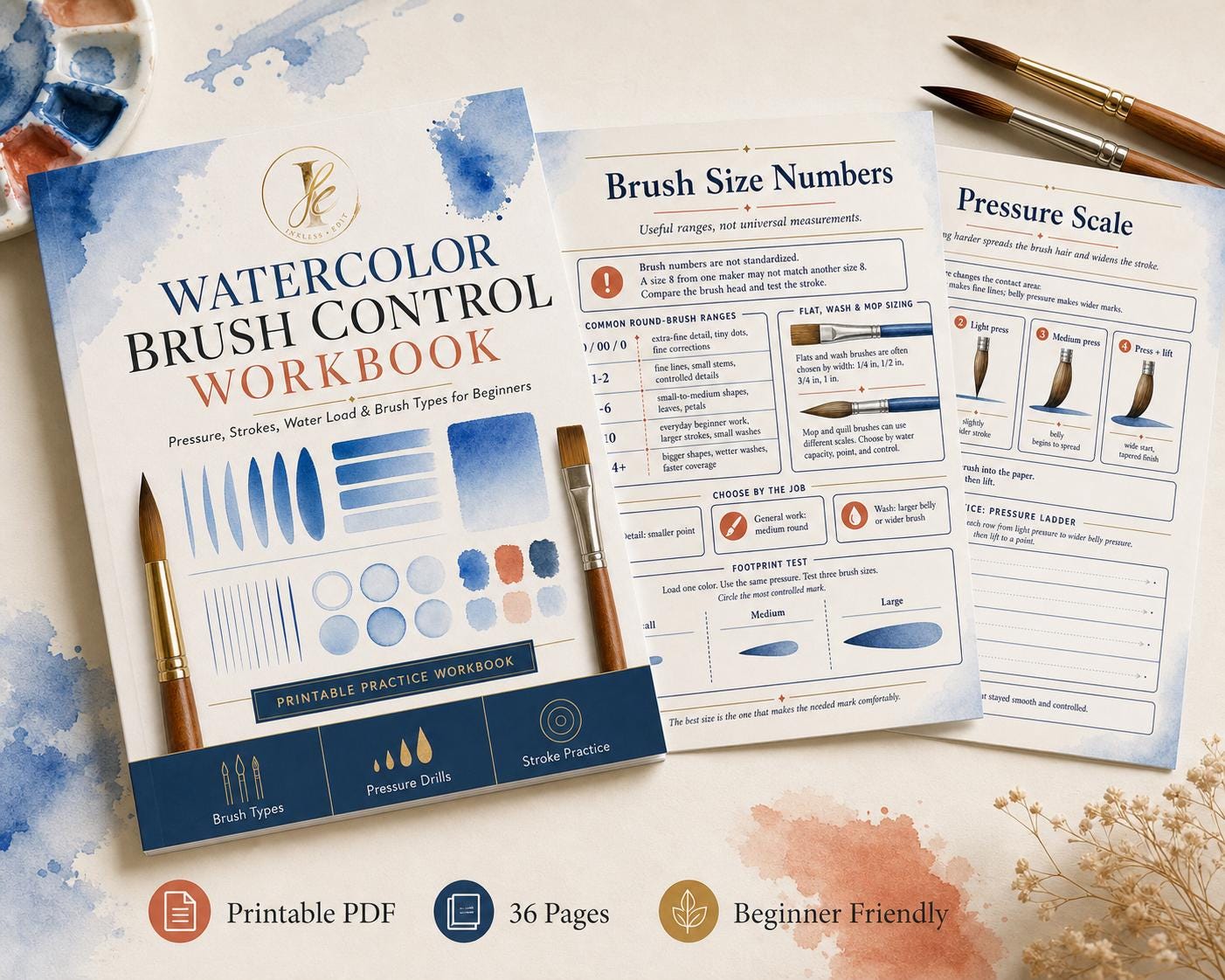 InklessEdit Watercolor Brush Control workbook listing preview.
